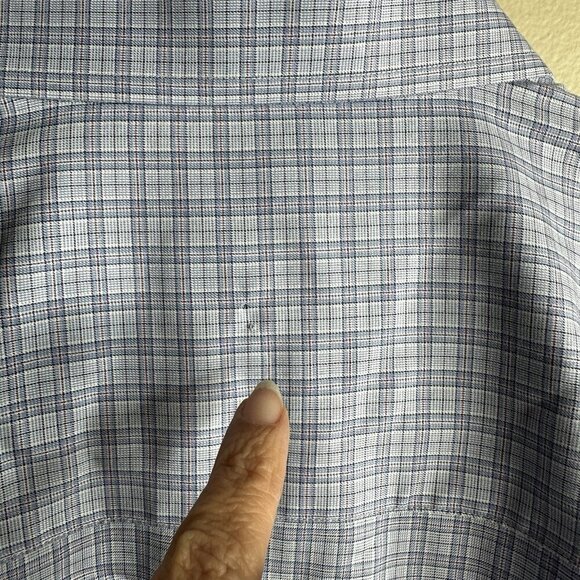 David Donahue Shirt Mens Sz 16 32/33 Blue Plaid Check Button Down Collared Shirt - Picture 11 of 13